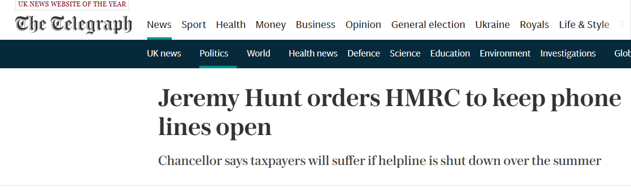 Jeremy Hunt Overrides HMRC Closure
